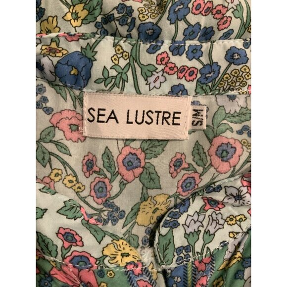 SEA LUSTRE Blue & Multicolor Floral Ruffled 3/4 Sleeve Dress, Size S/M - Picture 9 of 9